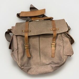 OLIDAY Patina Canvas And Leather Shoulder Messenger Bag Utilitarian Lived In
